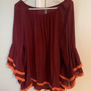 Maroon & Orange Blouse